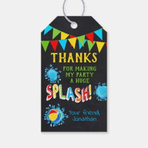 Thank You Pool Party Primary Colours Favour Tag