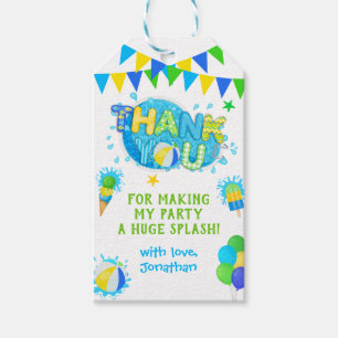 Thank You Pool Summer Birthday Party Green Blue Gift Tags