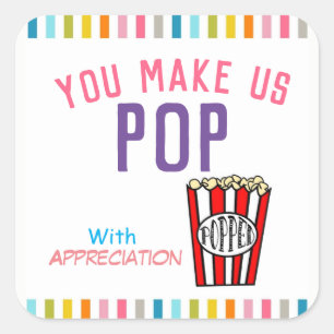 Thank you Popcorn Appreciation Square Sticker