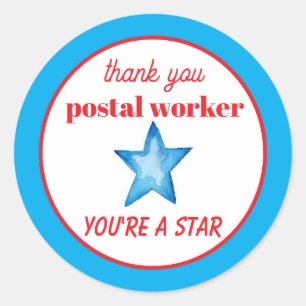 Thank You Postal Worker You're A Star  Classic Round Sticker
