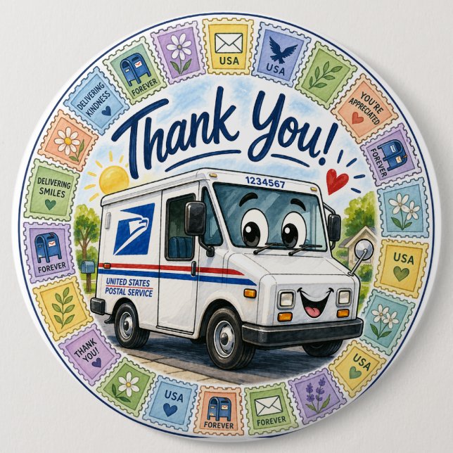 Thank you Postal Workers  6 Cm Round Badge (Front)