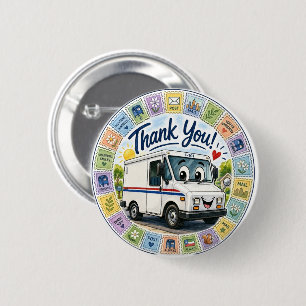 Thank you postal workers appreciation 6 cm round badge