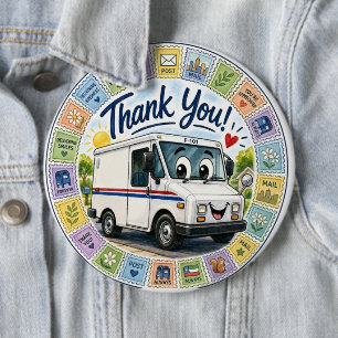 Thank you postal workers appreciation 6 cm round badge