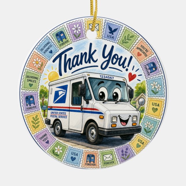 Thank you Postal Workers  Ceramic Tree Decoration (Front)