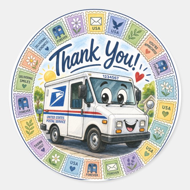 Thank you Postal Workers  Classic Round Sticker (Front)