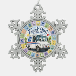Thank you Postal Workers  Snowflake Pewter Christmas Ornament
