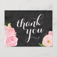thank you postcard | chalkboard pink floral
