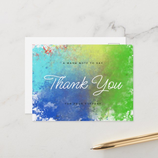 Thank You Postcard Female watercolor style (Front/Back In Situ)