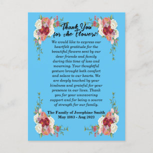 Thank You Postcard For Sending Flowers After Death