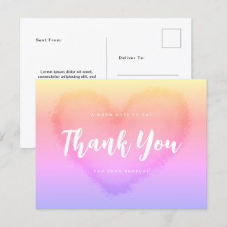 Thank You Postcard Love Gradient Watercolor Style