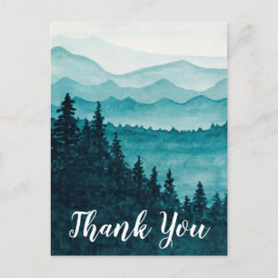 Thank you postcard, water colour mountain landscap postcard