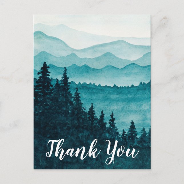 Thank you postcard, water colour mountain landscap postcard (Front)