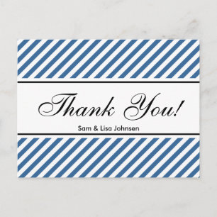 Thank you postcards    blue stripe pattern