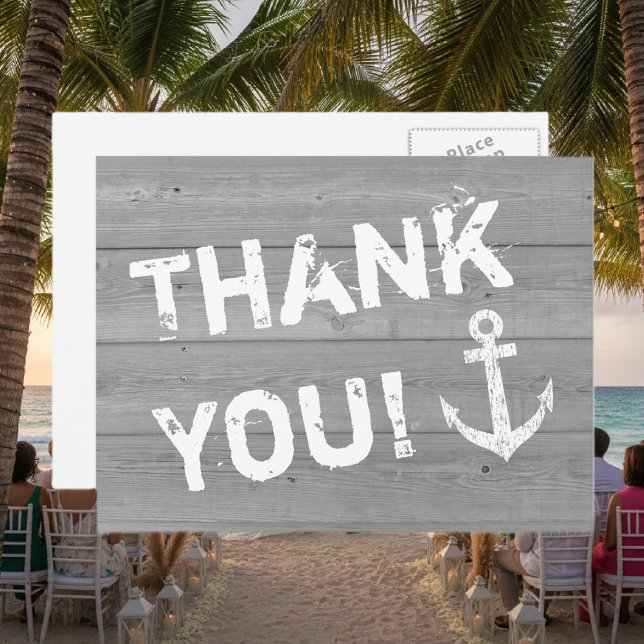 Thank you postcards for nautical wedding (Thank you card nautical beach wedding)