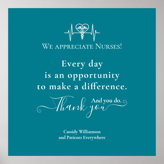 Thank You Poster Patient to Nurse Personalised (Front)