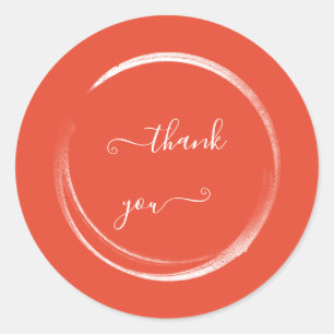 Thank You Powder Coral Wedding Bridal Shower Classic Round Sticker