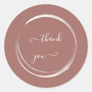 Thank You Powder Rose Wedding Bridal Shower Classic Round Sticker