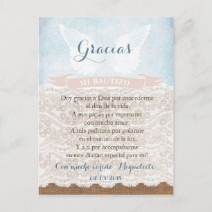 Thank you prayer card in Spanish, boy baptism