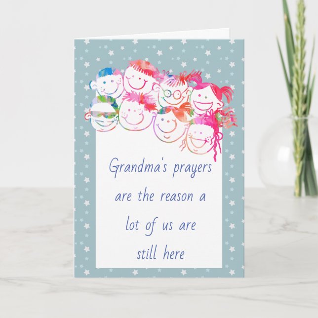 Thank You Prayers Grandma Fun Quote Inspirational Card (Front)