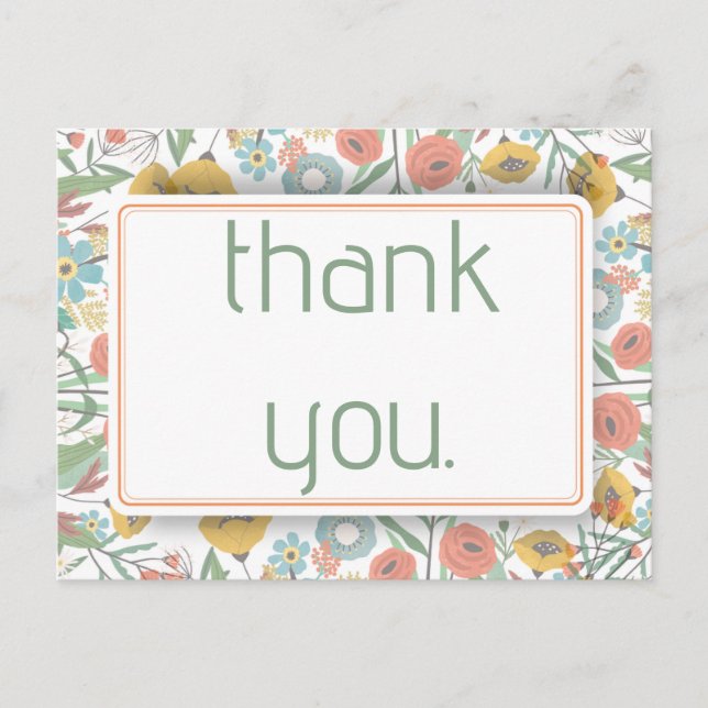 Thank you Pretty Garden Poppies Floral Baby Shower Postcard (Front)