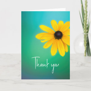 Thank You Pretty Yellow Flower On Turquoise