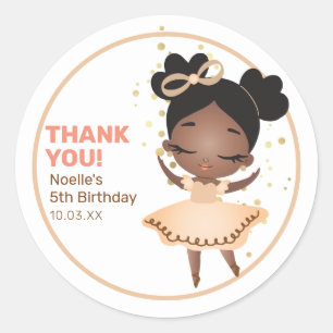 Thank You! Princess Ballerina w/Bow Birthday Classic Round Sticker