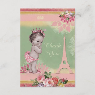 Thank You Princess Eiffel Tower Baby Shower Card