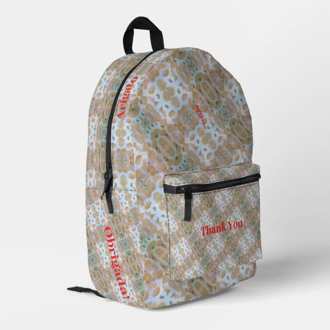 Thank You Printed Backpack (Back Corner Left)