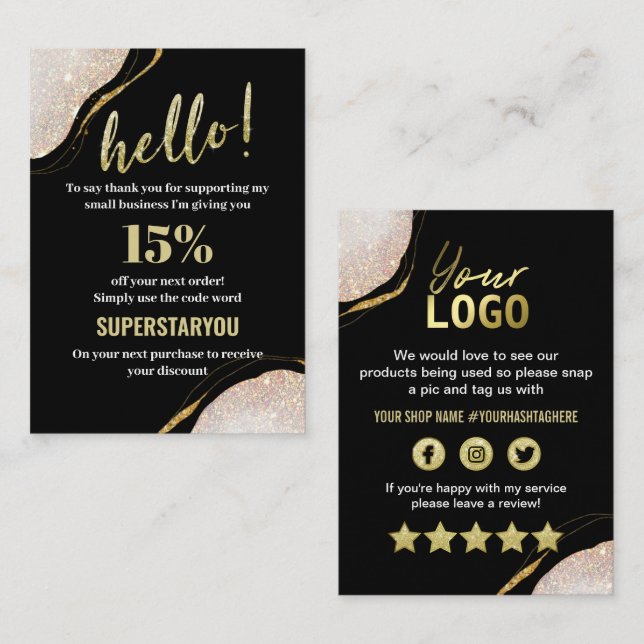 Thank You Professional Black Gold Insert Card (Front/Back)