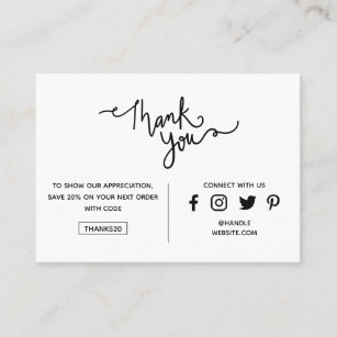 Thank You Promo Code Social Media Your Logo Business Card