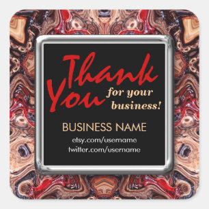 Thank You Psychedelic Grain Busines Square sticker