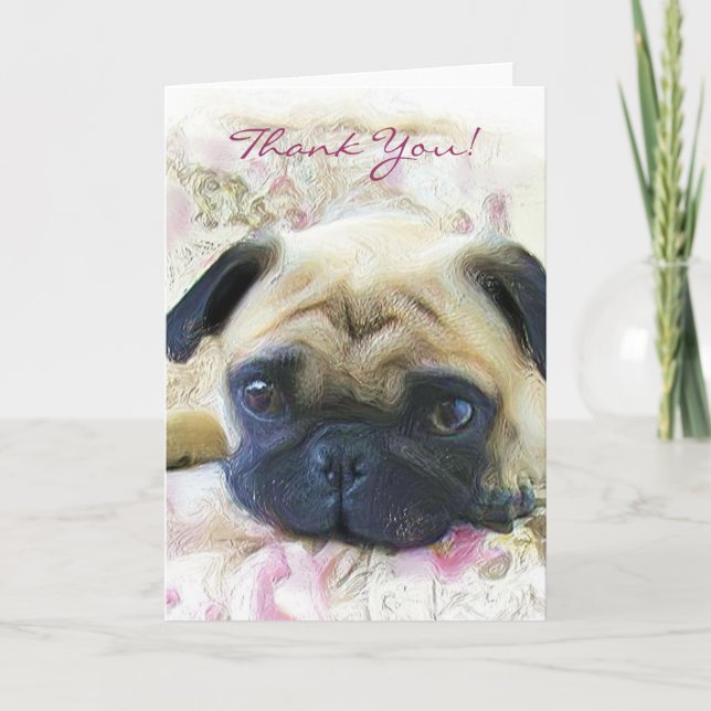 Thank You pug greeting card (Front)
