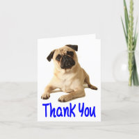 Thank You Pug Puppy Dog Blank Note Card