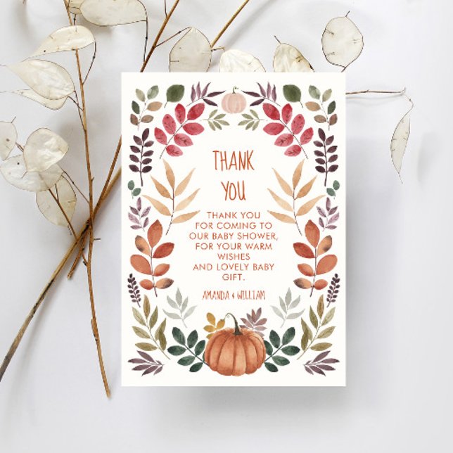 Thank You Pumpkin Fall Baby Shower Card (Creator Uploaded)