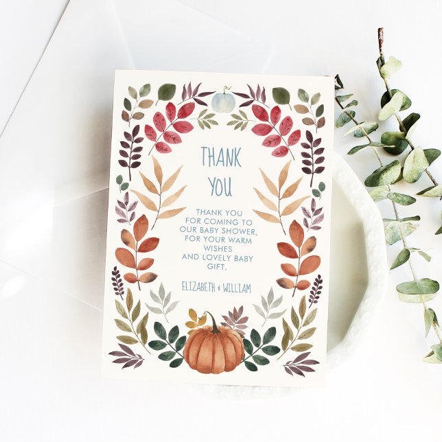 Thank You Pumpkin Fall Baby Shower Card (Creator Uploaded)