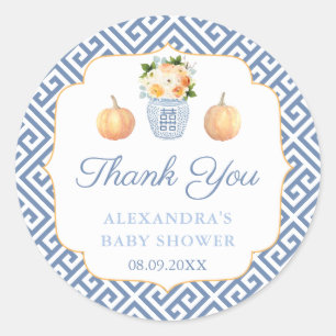 Thank You Pumpkins Chinoiserie Bridal Shower Classic Round Sticker