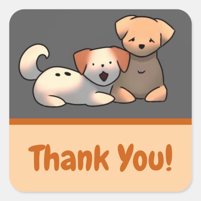 Thank You Puppies Square Sticker (Front)