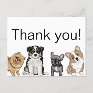 Thank You Puppy, Corgi, French Bulldog, Pomeranian Postcard