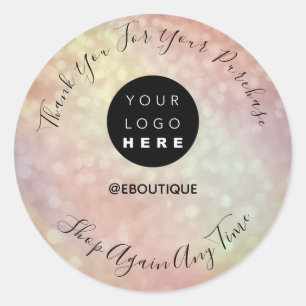Thank You Purchase Boutique Logo Holograph Rose Classic Round Sticker
