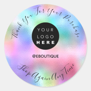 Thank You Purchase Boutique Logo Pink Abstract Classic Round Sticker