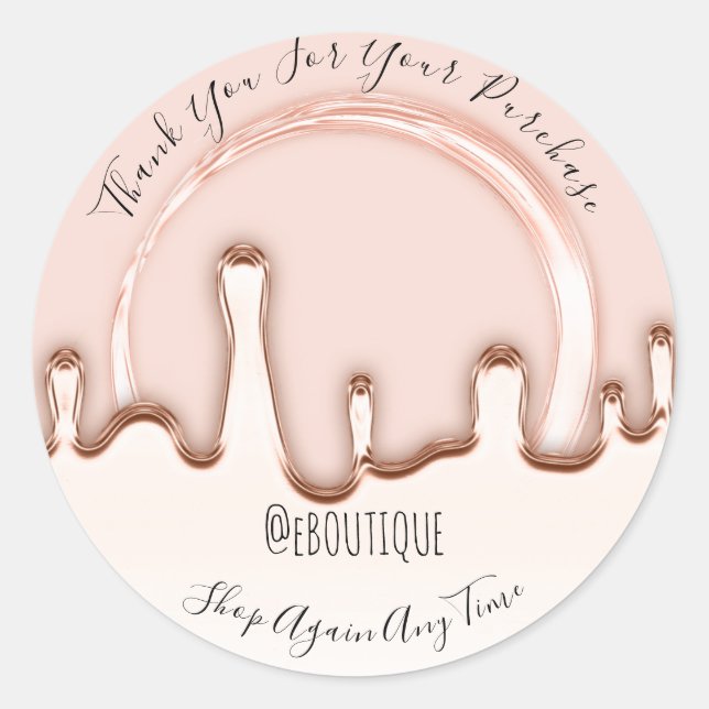 Thank You Purchase Boutique Nails Handmade Drips Classic Round Sticker (Front)