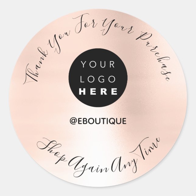 Thank You Purchase Boutique Online Logo Rose Classic Round Sticker (Front)