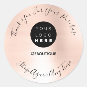 Thank You Purchase Boutique Online Logo Rose Classic Round Sticker