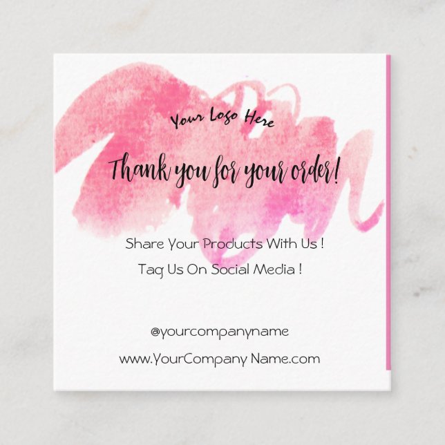 Thank You Purchase Enclosure Card (Front)