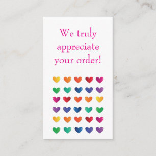 Thank You Purchase Love Hearts note card