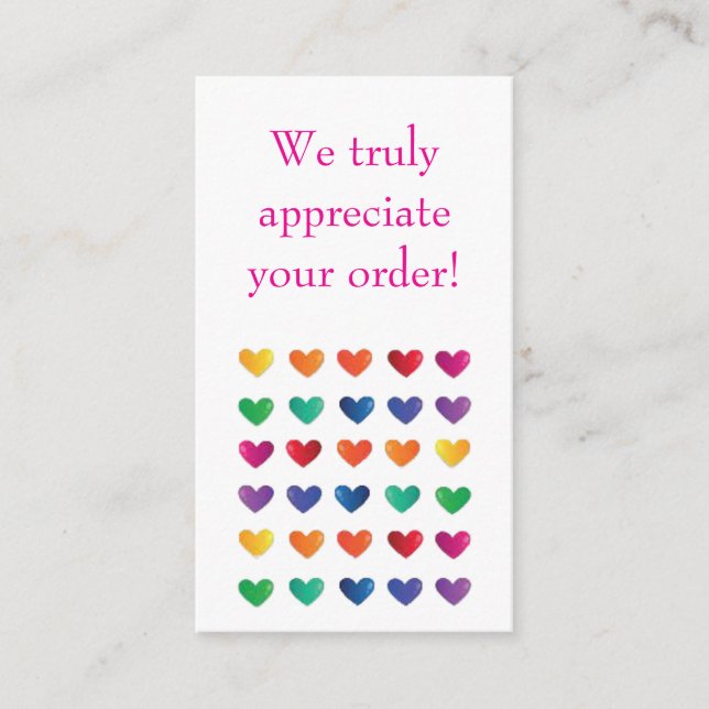 Thank You Purchase Love Hearts note card (Front)
