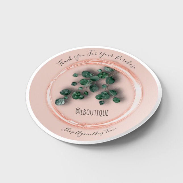 Thank You Purchase Rose Green Eucalipto Name Classic Round Sticker (Creator Uploaded)
