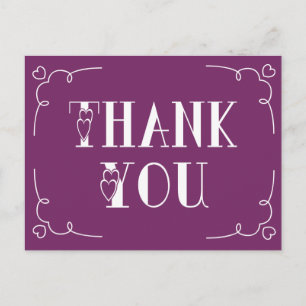 Thank You Purple And White Hearts Postcard