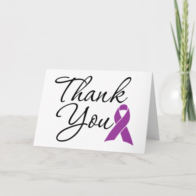 Thank You Purple Awareness Ribbon Card (Front)