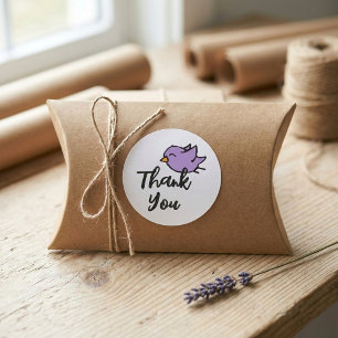 Thank You Purple Bird Whimsical Small Business Classic Round Sticker
